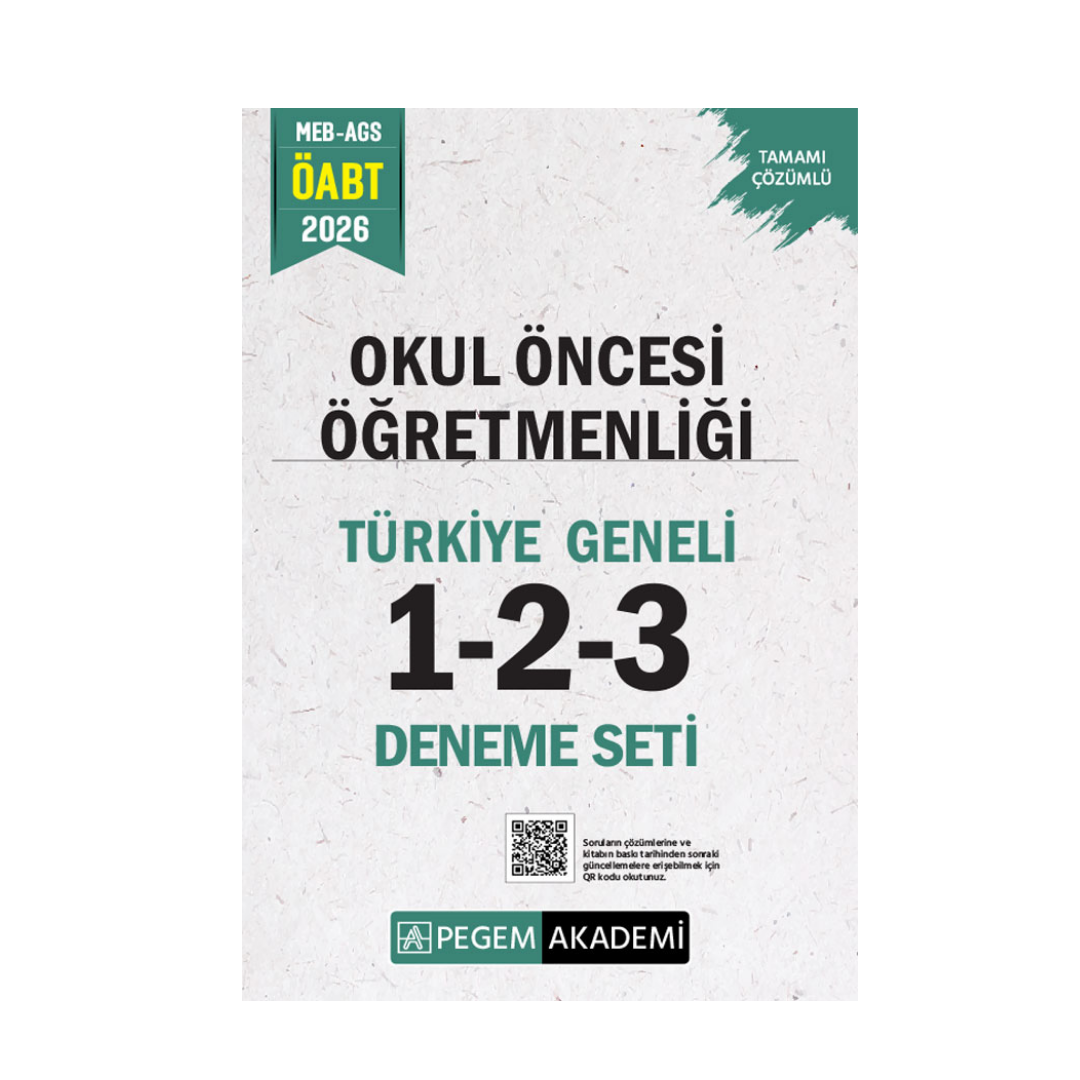 2026 MEB AGS ÖABT Okul Öncesi Öğretmenliği Tamamı Çözümlü Türkiye Geneli 1-2-3 (3'lü Deneme Seti) Pegem Yayınları