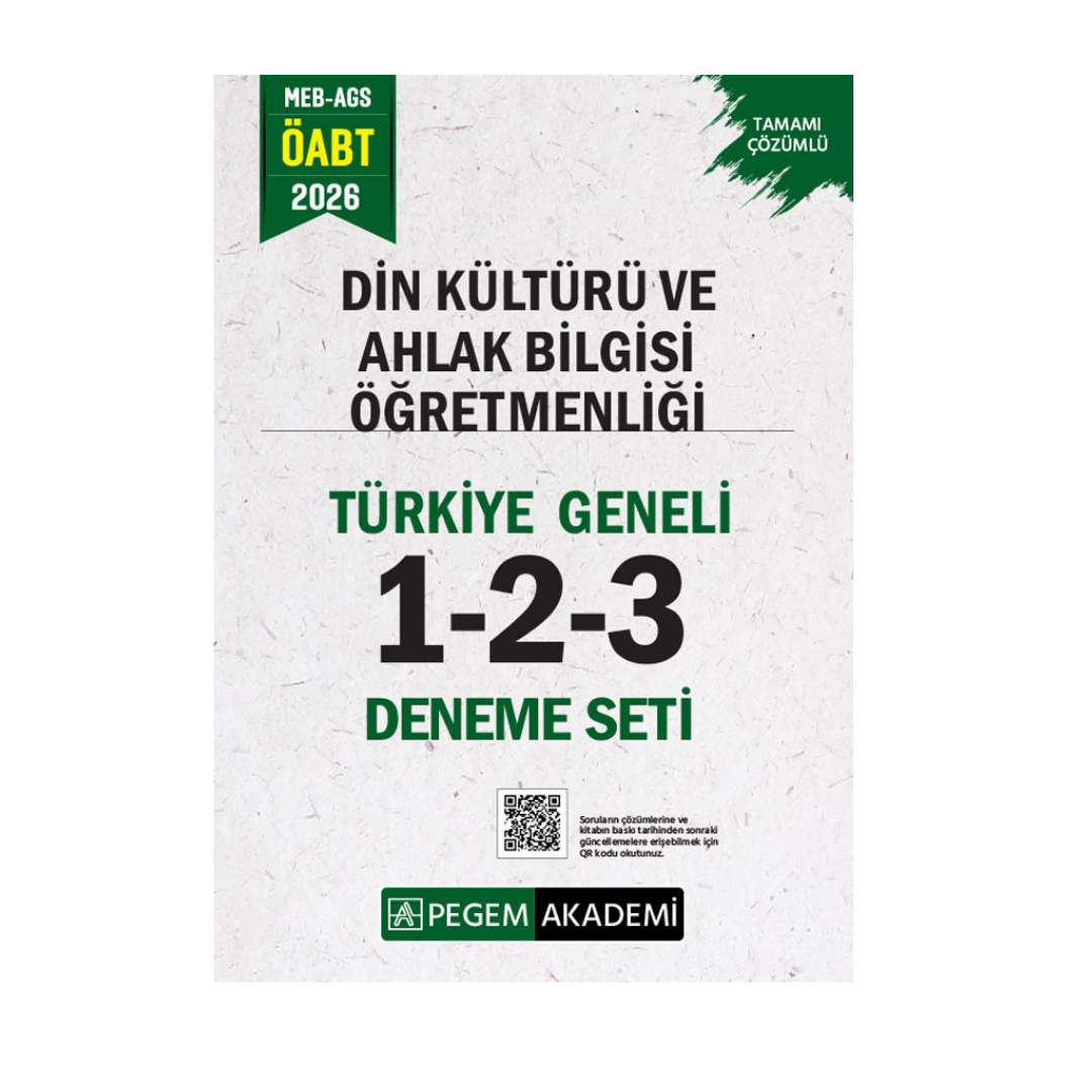 Pegem Yayınları 2026 MEB-AGS ÖABT Din Kültürü ve Ahlak Bilgisi Öğretmenliği Tamamı Çözümlü Türkiye Geneli 1-2-3 (3'lü Deneme)