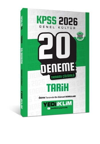 KPSS 2026 Genel Kültür Tarih Tamamı Çözümlü 20 Deneme Yediiklim Yayınları