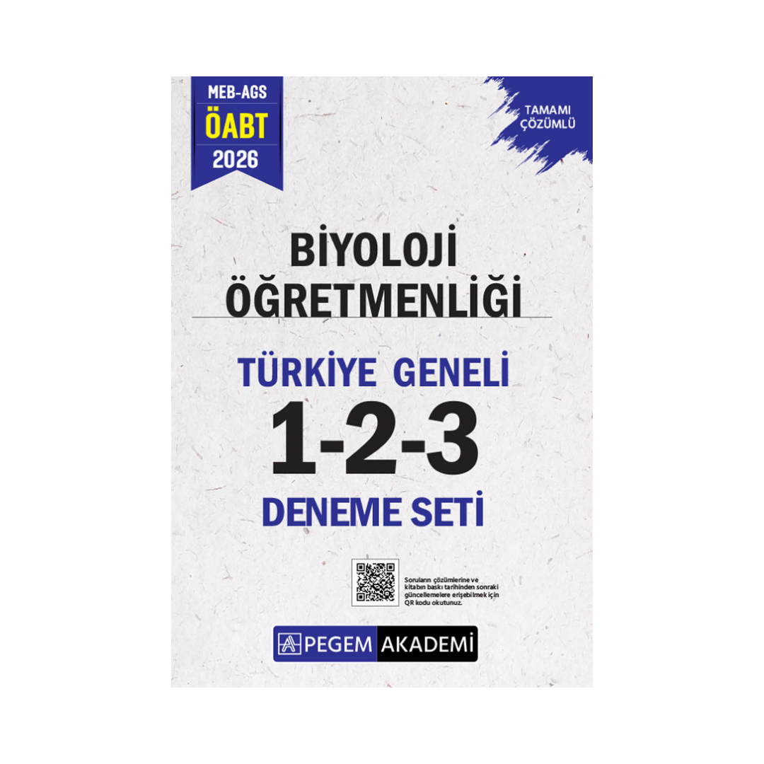 Pegem Yayınları 2026 MEB-AGS ÖABT Biyoloji Öğretmenliği Tamamı Çözümlü Türkiye Geneli 1-2-3 (3'lü Deneme Seti)