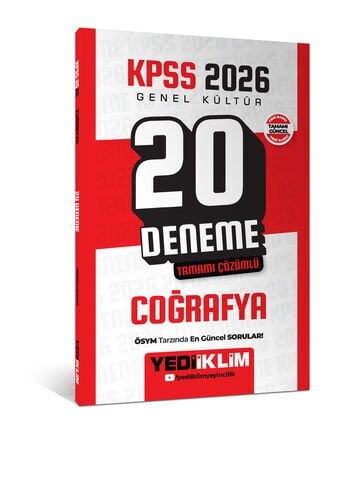 KPSS 2026 Genel Kültür Coğrafya Tamamı Çözümlü 20 Deneme Yediiklim Yayınları