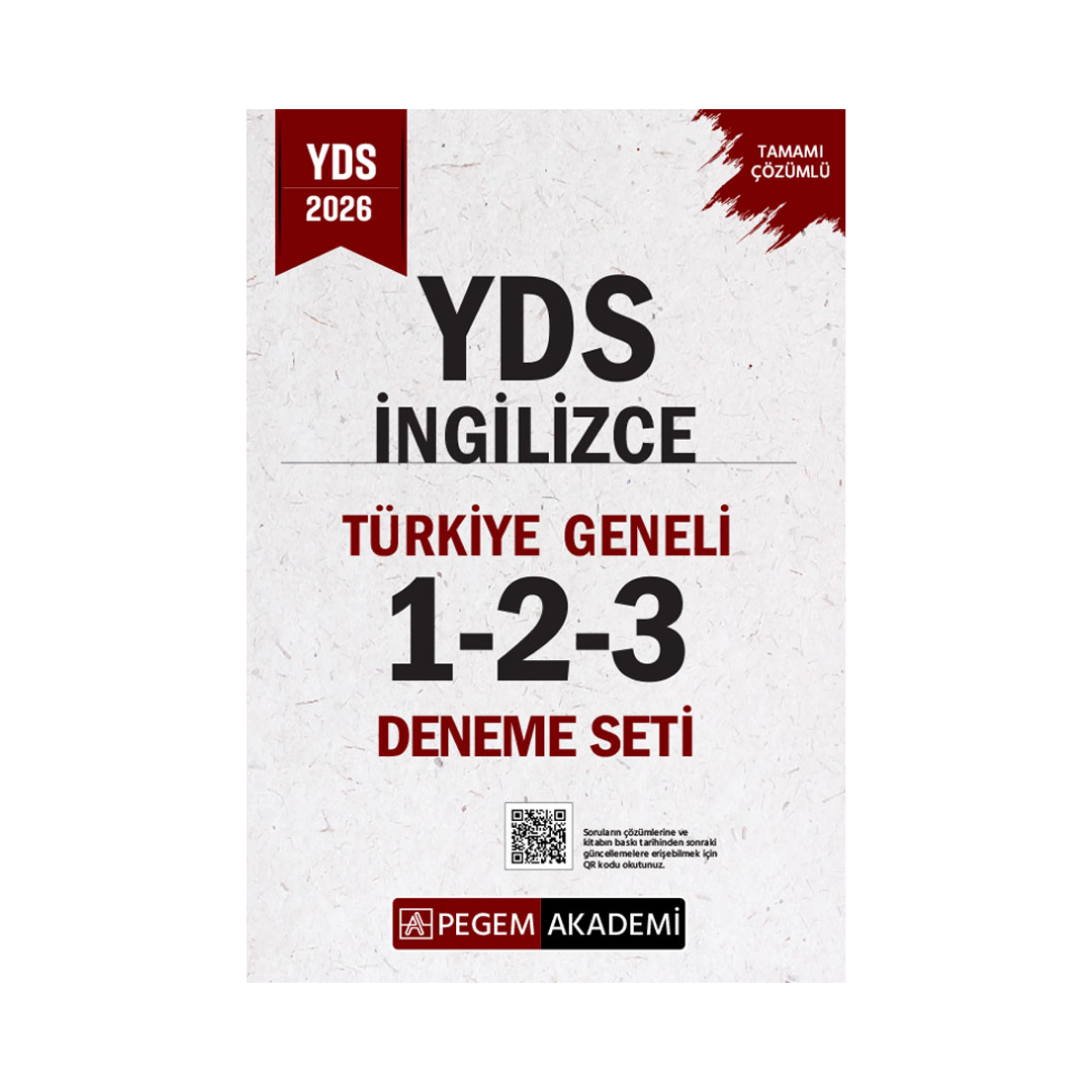 2026 YDS İngilizce Tamamı Çözümlü Türkiye Geneli 1-2-3 (3'lü Deneme Seti) Pegem Yayınları