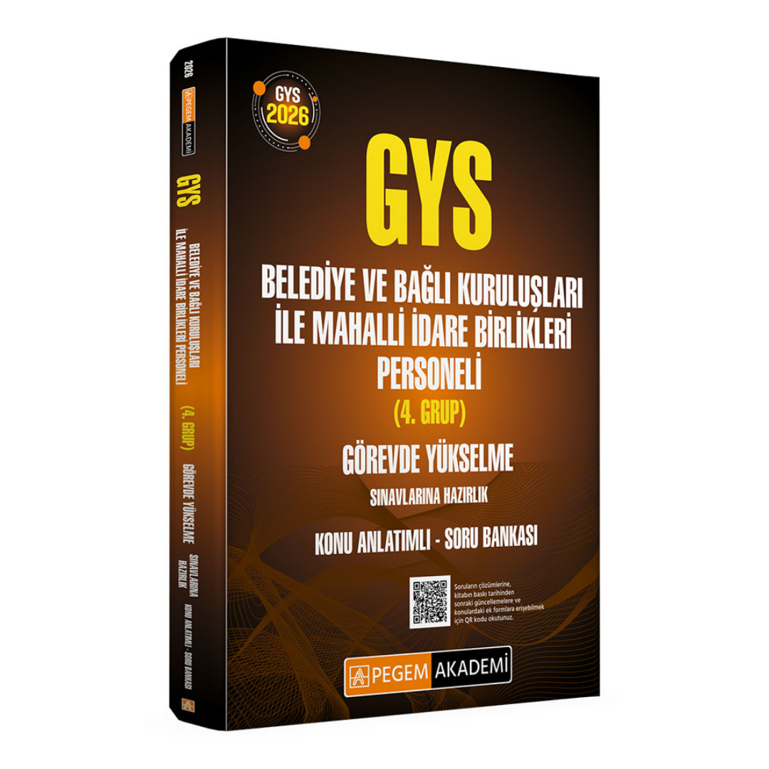 2026 GYS Belediye ve Bağlı Kuruluşları ile Mahalli İdare Birlikleri Personeli (4.Grup) Görevde Yükselme Sınavlarına Hazırlık Konu Anlatımlı Soru Bankası Pegem Akademi