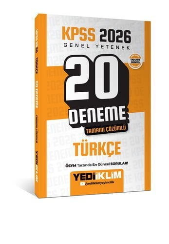 KPSS 2026 Genel Yetenek Türkçe Tamamı Çözümlü 20 Deneme Yediiklim Yayınları