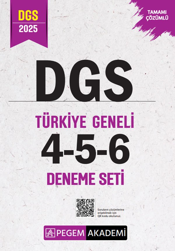 2025 Dgs Tamamı Çözümlü Türkiye Geneli 4-5-6 (3'lü Deneme Seti) Pegem Yayınları