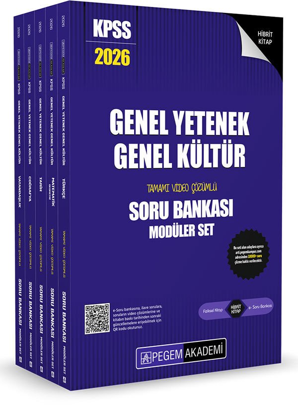2026 KPSS Genel Yetenek Genel Kültür Tamamı Çözümlü Soru Bankası Seti - (5 Kitap) Pegem Akademi