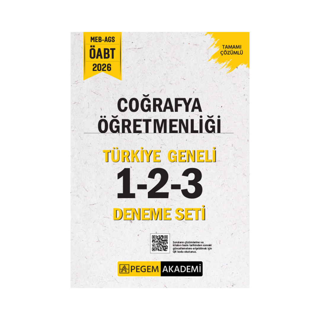 Pegem Yayınları 2026 MEB-AGS ÖABT Coğrafya Öğretmenliği Tamamı Çözümlü Türkiye Geneli 1-2-3 (3'lü Deneme Seti)