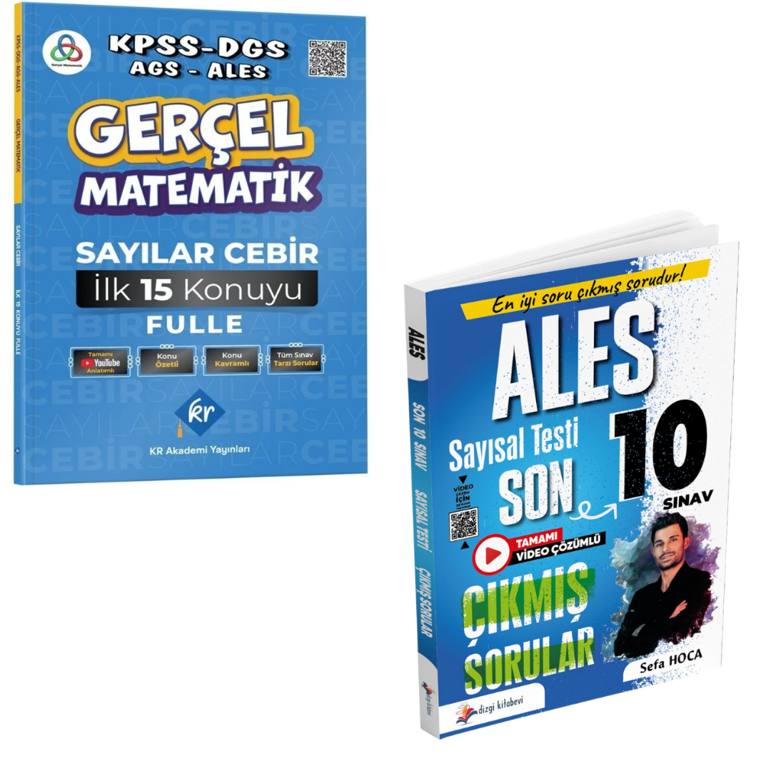 Dizgi Kitap 2026 ALES Sayısal Yetenek Tamamı Video Çözümlü Son 10 Sınav Çıkmış Sorular ve Gerçel Matematik KPSS DGS AGS ALES Sayılar Cebir İlk 15 Konuyu Fulle KR Akademi Seti