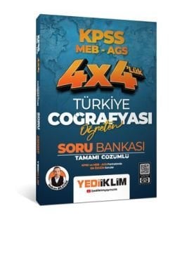 2026 KPSS MEB AGS 4X4 Öğreten Türkiye Coğrafyası Tamamı Çözümlü Soru Bankası Yediiklim Yayınları