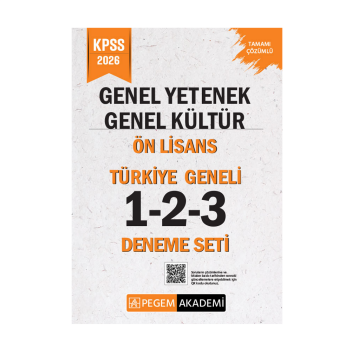 2026 KPSS Genel Yetenek Genel Kültür Lise-Ön Lisans Tamamı Çözümlü Türkiye Geneli 1-2-3 (3'lü Deneme Seti) Pegem Yayınları