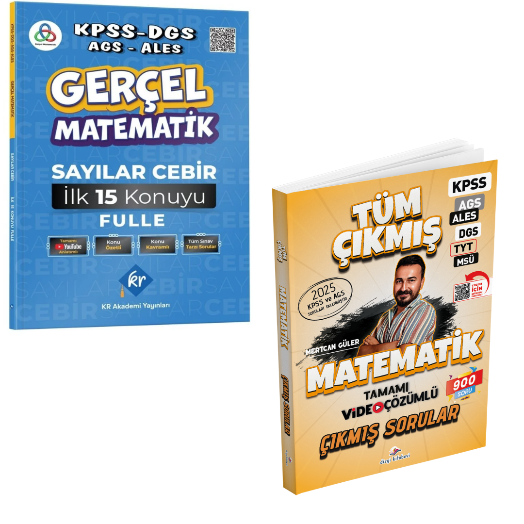 Dizgi Kitap 2026 Matematik Tüm Sınavlar Tamamı Video Çözümlü Çıkmış Sorular & Gerçel Matematik KPSS DGS AGS ALES Sayılar Cebir İlk 15 Konuyu Fulle KR Akademi Seti
