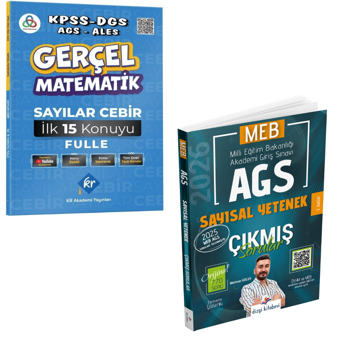 Dizgi Kitap 2026 MEB AGS Tamamı Video Çözümlü Sayısal Yetenek Çıkmış Sorular & Gerçel Matematik KPSS DGS AGS ALES Sayılar Cebir İlk 15 Konuyu Fulle KR Akademi Seti
