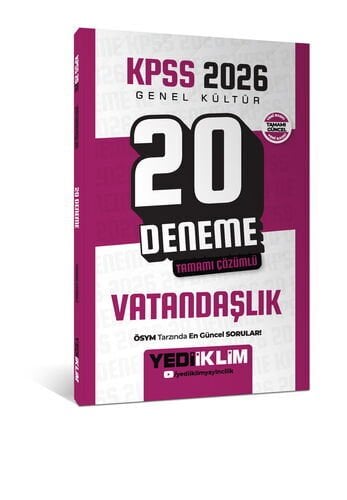 Yediiklim KPSS 2026 Genel Kültür Vatandaşlık Tamamı Çözümlü 20 Deneme