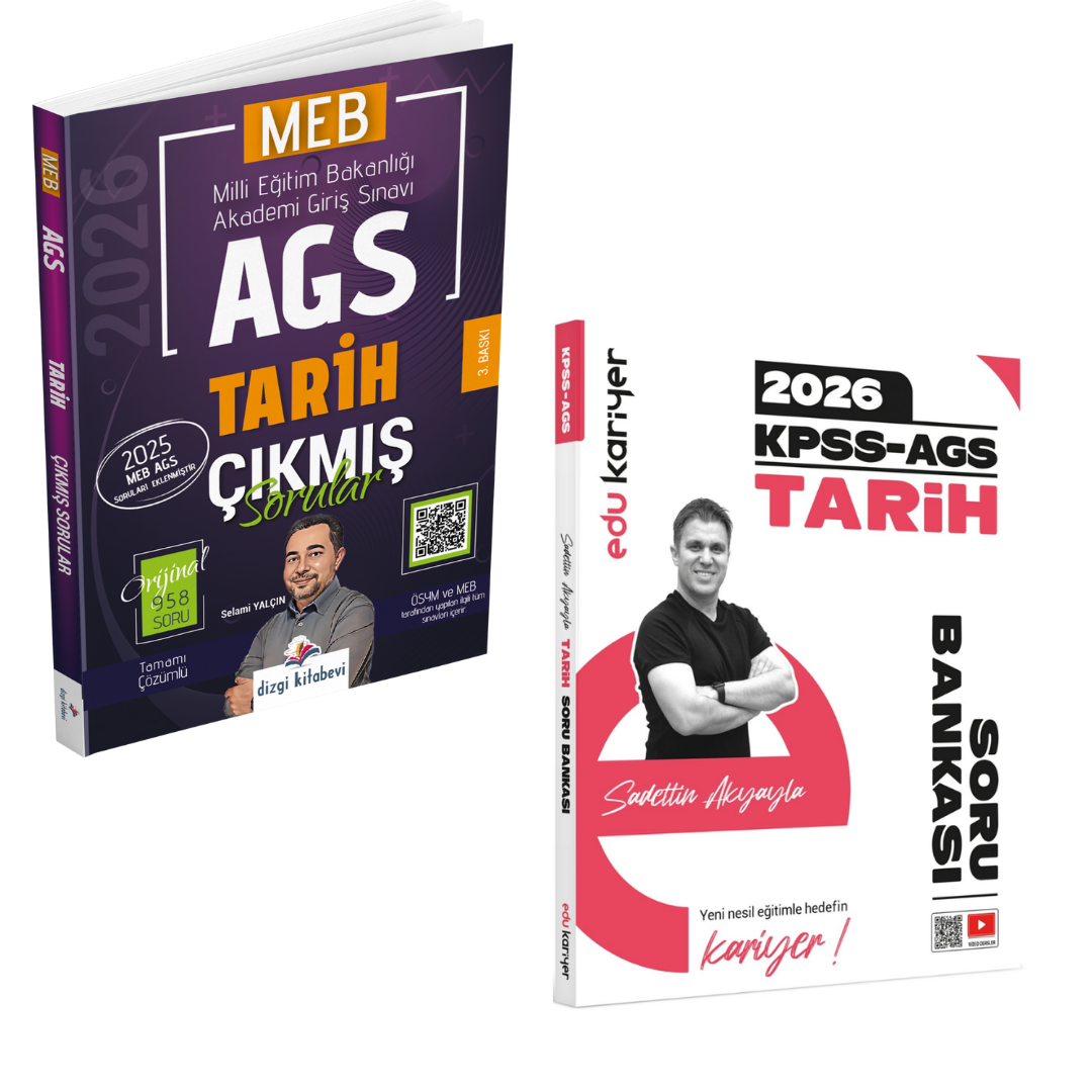 Dizgi Kitap 2026 MEB AGS Tamamı Video Çözümlü Tarih Çıkmış Sorular & KPSS AGS Tarih Video Çözümlü Soru Bankası Edu Kariyer Yayınları Seti