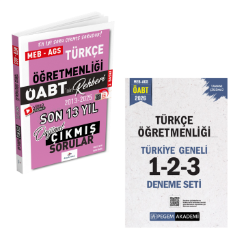 Dizgi Kitap 2026 MEB-AGS ÖABT Türkçe Öğretmenliği Son 13 Yıl Çıkmış Sınav Soruları ve Pegem Yayınları Türkçe Öğretmenliği Türkiye Geneli 1-2-3 (3'lü Deneme Seti) Seti