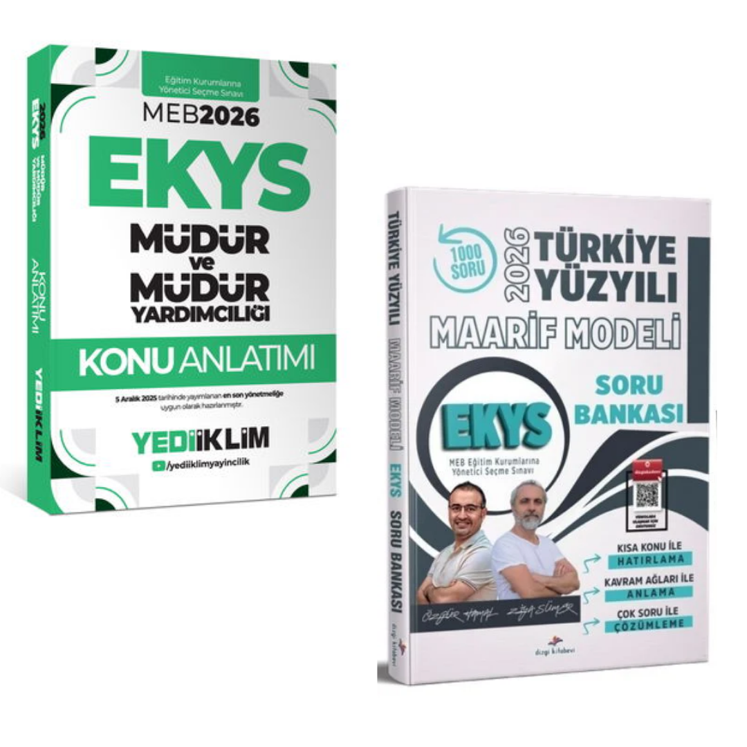 Dizgi Kitap 2026 MEB EKYS Türkiye Yüzyılı Maarif Modeli Soru Bankası ve MEB EKYS Müdür Ve Müdür Yardımcılığı Konu Anlatımı Yediiklim Yayınları Seti