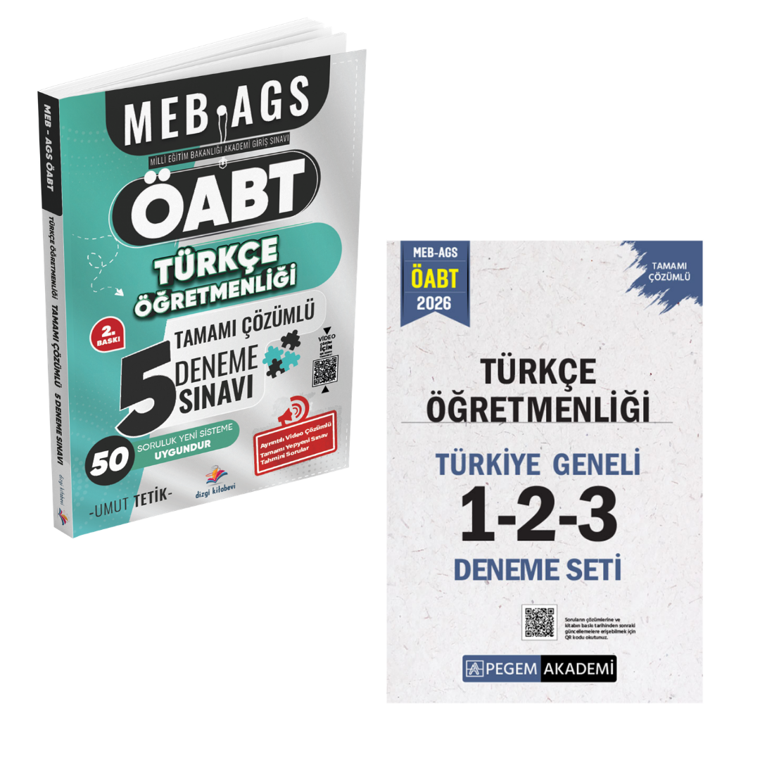 Dizgi Kitap Meb Ags ÖABT Türkçe Öğretmenliği 5 Deneme & MEB AGS ÖABT Türkçe Öğretmenliği Türkiye Geneli 1-2-3 (3'lü Deneme Seti) Pegem Seti