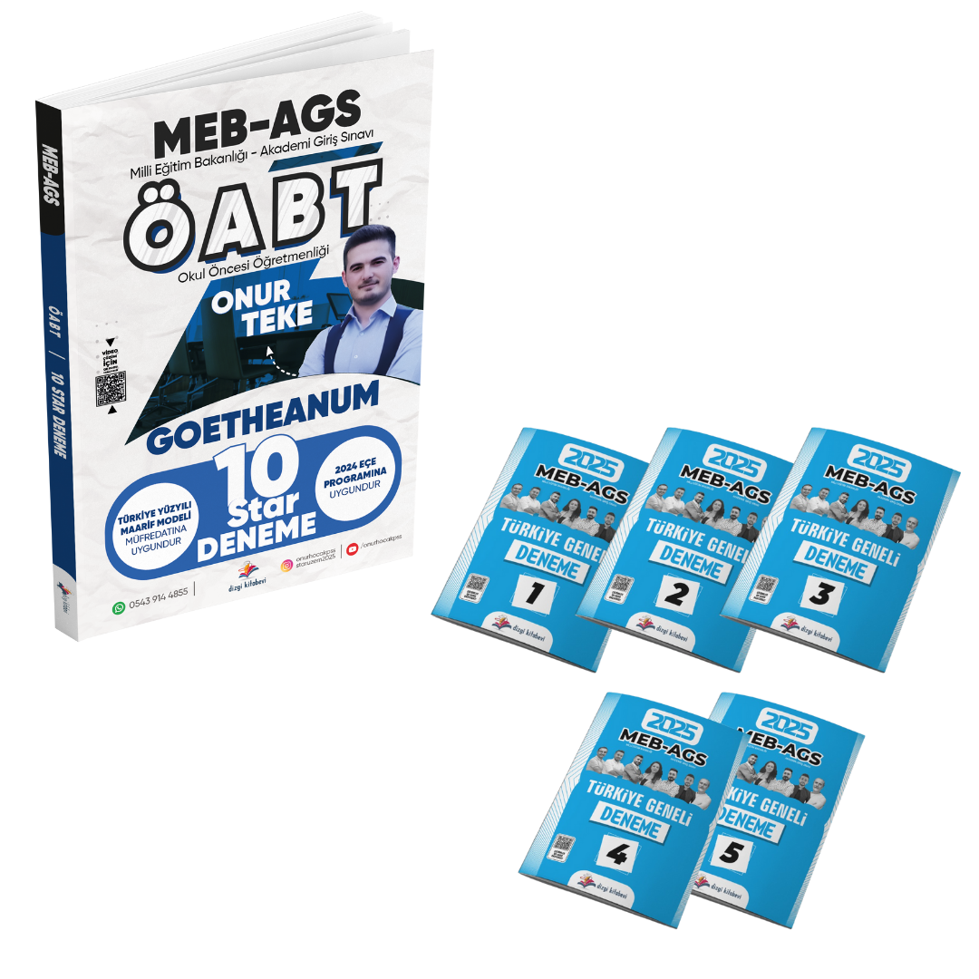 Dizgi Kitap 2025 Meb Ags Öabt Okul Öncesi Öğretmenliği Tamamı Video Çözümlü 10 Star Deneme ve AGS Türkiye Geneli Tamamı PDF Çözümlü 5 Deneme Seti