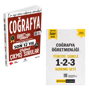 Dizgi Kitap MEB-AGS ÖABT Coğrafya Son 12 Yıl Çıkmış Sorular ve Pegem Yayınları Coğrafya Öğretmenliği Türkiye Geneli 1-2-3 (3'lü Deneme Seti) Seti