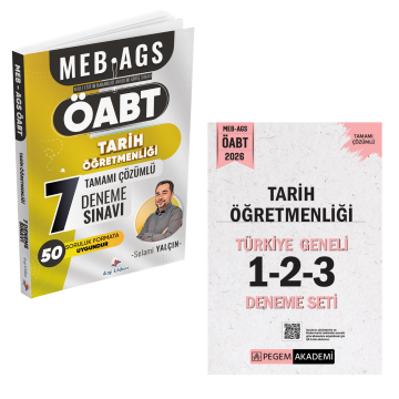 Dizgi Kitap 2026 MEB-AGS ÖABT Tarih Öğretmenliği 7 Deneme ve Pegem Yayınları Tarih Öğretmenliği Türkiye Geneli 1-2-3 (3'lü Deneme Seti) Seti