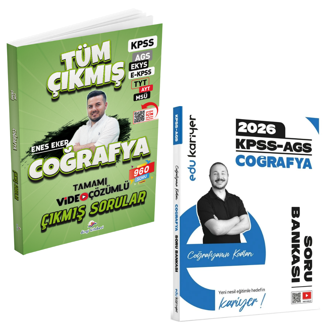 Dizgi Kitap 2026 Coğrafya Tüm Sınavlar Çıkmış Sorular & Coğrafyanın Kodları KPSS AGS Coğrafya Soru Bankası Edu Kariyer Yayınları Seti
