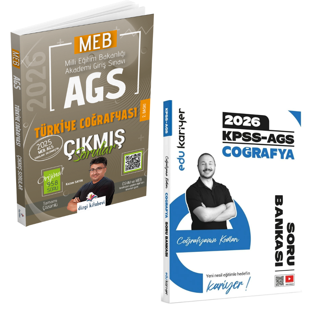 Dizgi Kitap 2026 MEB AGS Türkiye Coğrafyası Çıkmış Sorular & Coğrafyanın Kodları KPSS AGS Coğrafya Soru Bankası Edu Kariyer Yayınları Seti