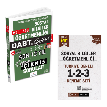 Dizgi Kitap 2026 MEB-AGS ÖABT Sosyal Bilgiler Son 13 Yıl Çıkmış Sınav Soruları ve Pegem Yayınları Sosyal Bilgiler Öğretmenliği Türkiye Geneli 1-2-3 (3'lü Deneme) Seti