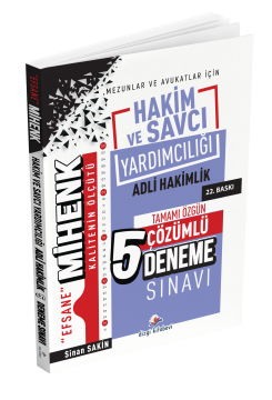 Dizgi Kitap Efsane Mihenk Adli Hakim ve Savcı Yardımcılığı Tamamı Çözümlü 5 Deneme Sınavı 22. Baskı