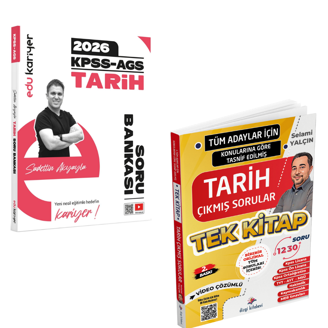 Dizgi Kitap 2026 Tüm Adaylar İçin Tüm Sınavlar Tarih Çıkmış Soru Külliyatı & KPSS AGS Tarih Soru Bankası Edu Kariyer Yayınları Seti