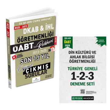 Dizgi Kitap 2026 MEB-AGS ÖABT DKAB İHL Son 13 Yıl Çıkmış Sınav Soruları ve Pegem Yayınları Din Kültürü ve Ahlak Bilgisi Öğretmenliği Türkiye Geneli 1-2-3 (3'lü Deneme) Seti