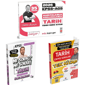 Dizgi Kitap 2026 Ne Sordu Ne Sorar KPSS Tarih Soru Bankası & Tüm Sınavlar Tarih Çıkmış Soru Külliyatı ve KPSS AGS 35 Günde Haritalarla Kodlamalarla Tarih Video Ders Kitabı Edu Kariyer Yayınları Seti