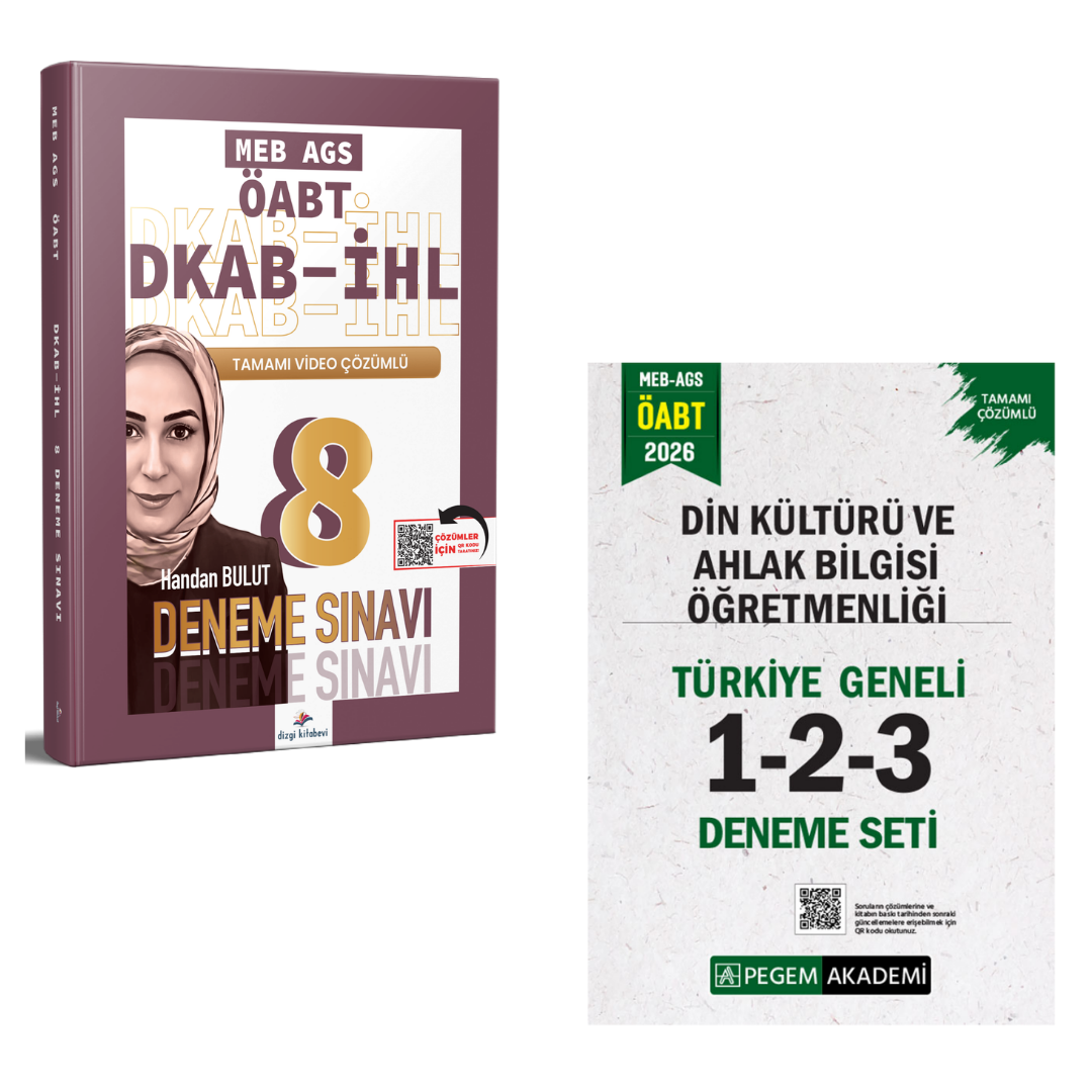 Dizgi Kitap 2026 Meb Ags ÖABT DKAB İHL 8 Deneme Sınavı & MEB AGS ÖABT Din Kültürü ve Ahlak Bilgisi Öğretmenliği Türkiye Geneli 1-2-3 (3'lü Deneme) Pegem Seti