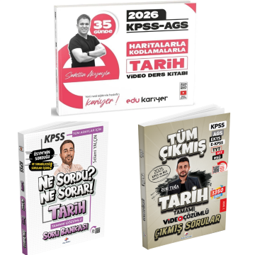 Dizgi Kitap 2026 Ne Sordu Ne Sorar KPSS Tarih Soru Bankası & KPSS AGS 35 Günde Haritalarla Kodlamalarla Tarih Video Ders Kitabı Edu Kariyer Yayınları ve Tarih Tüm Sınavlar Çıkmış Sorular