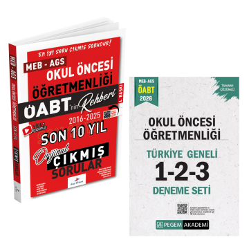 Dizgi Kitap 2026 MEB-AGS ÖABT Okul Öncesi Öğretmenliği Son 10 Yıl Çıkmış Sınav Soruları ve Pegem Yayınları Okul Öncesi Öğretmenliği Türkiye Geneli 1-2-3 (3'lü Deneme Seti) Seti