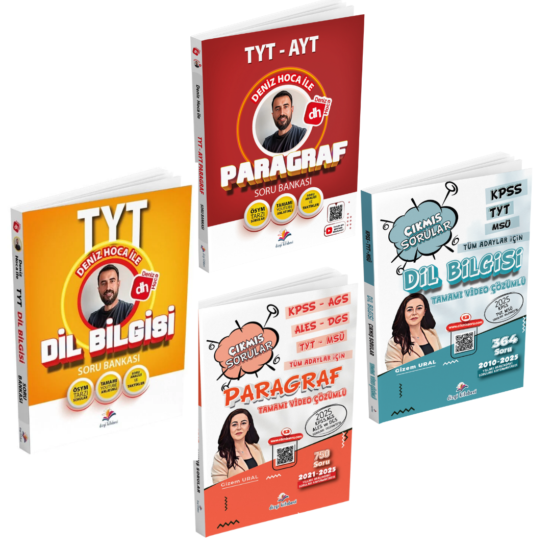 Dizgi Kitap 2026 Deniz Hoca Paragraf Soru Bankası & Deniz Hoca TYT Dilbilgisi Soru Bankası & Gizem Ural Paragraf Çıkmış Sorular & Gizem Ural Dil Bilgisi Çıkmış Sorular Süper 4'lü Set