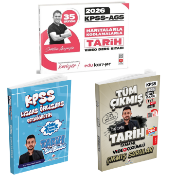 Dizgi Kitap 2026 KPSS Tarih Tamamı Çözümlü Soru Bankası & Tarih Tüm Sınavlar Çıkmış Sorular ve KPSS AGS 35 Günde Haritalarla Kodlamalarla Tarih Video Ders Kitabı Edu Kariyer Yayınları Seti