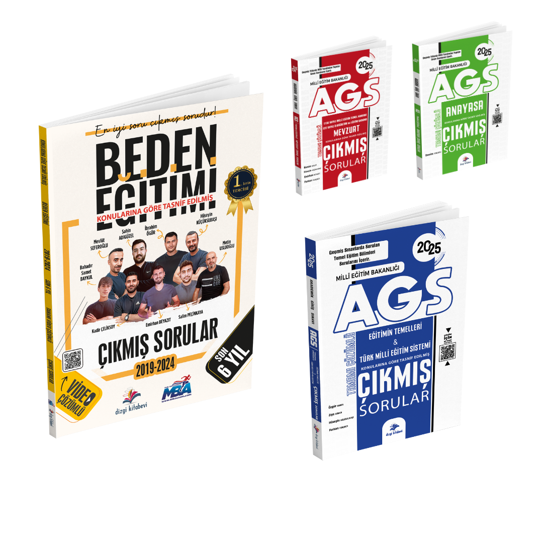 Dizgi Kitap 2025 Öabt Beden Eğitimi Çıkmış Sorular ve Meb Ags Mevzuat, Anayasa Hukuku, Eğitimin Temelleri Çözümlü Çıkmış Sorular Seti