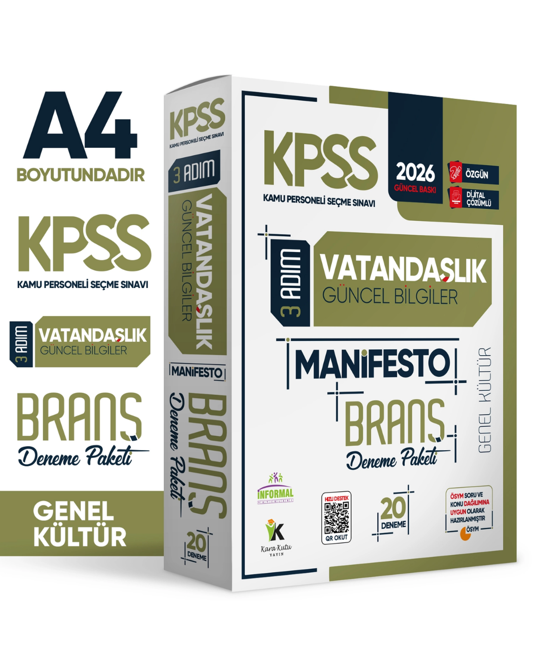 2026 KPSS Genel Kültür 3 Adım Vatandaşlık Manifesto 20li Dijital Çözümlü Branş Deneme Paketi İnformal Yayınları