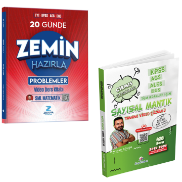Dizgi Kitap ALES DGS KPSS AGS Tüm Adaylar İçin Sayısal Mantık Çıkmış Sorular ve Matematik TYT KPSS AGS DGS 20 Günde Zemin Hazırla Problemler Video Ders Kitabı Zeduva Yayınları Seti