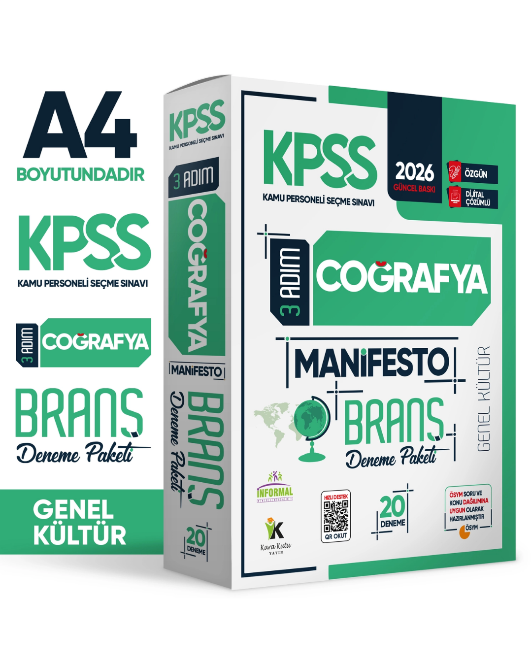 2026 KPSS Genel Kültür 3 Adım Coğrafya Manifesto 20li Dijital Çözümlü Branş Deneme Paketi İnformal Yayınları