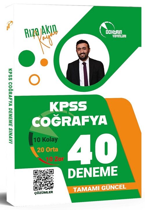 Doktrin KPSS Coğrafya 40 Deneme Çözümlü - Rıza Akın Kayar Doktrin Yayınları