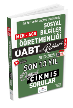 Dizgi Kitap 2026 Meb Ags ÖABT Sosyal Bilgiler Öabt'nin Rehberi Konularına Göre Tasnif Edilmiş Son 13 Yıl Orijinal Video Çözümlü Çıkmış Sınav Soruları Selami Yalçın 3. Baskı