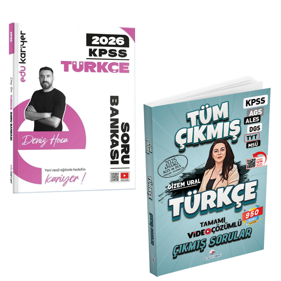 Dizgi Kitap 2026  KPSS Türkçe Çıkmış Sorular ve KPSS Türkçe Soru Bankası Edu Kariyer Yayınları Seti