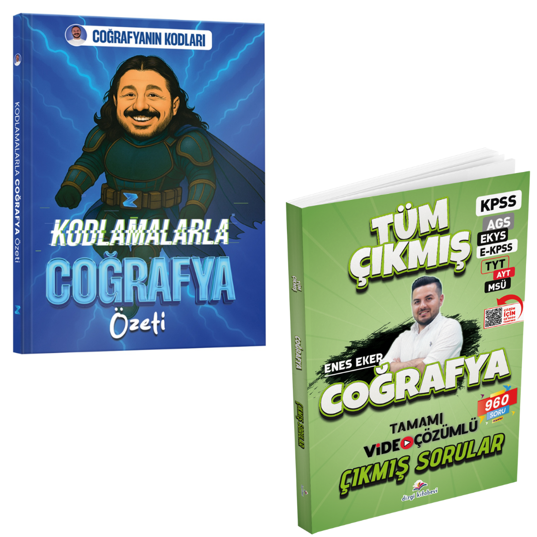 Dizgi Kitap 2026 Coğrafya Tüm Sınavlar Tamamı Video Çözümlü Çıkmış Sorular ve Coğrafyanın Kodları Kodlamalarla Coğrafya Özeti Cep Kitabı Zeduva Yayınları Seti