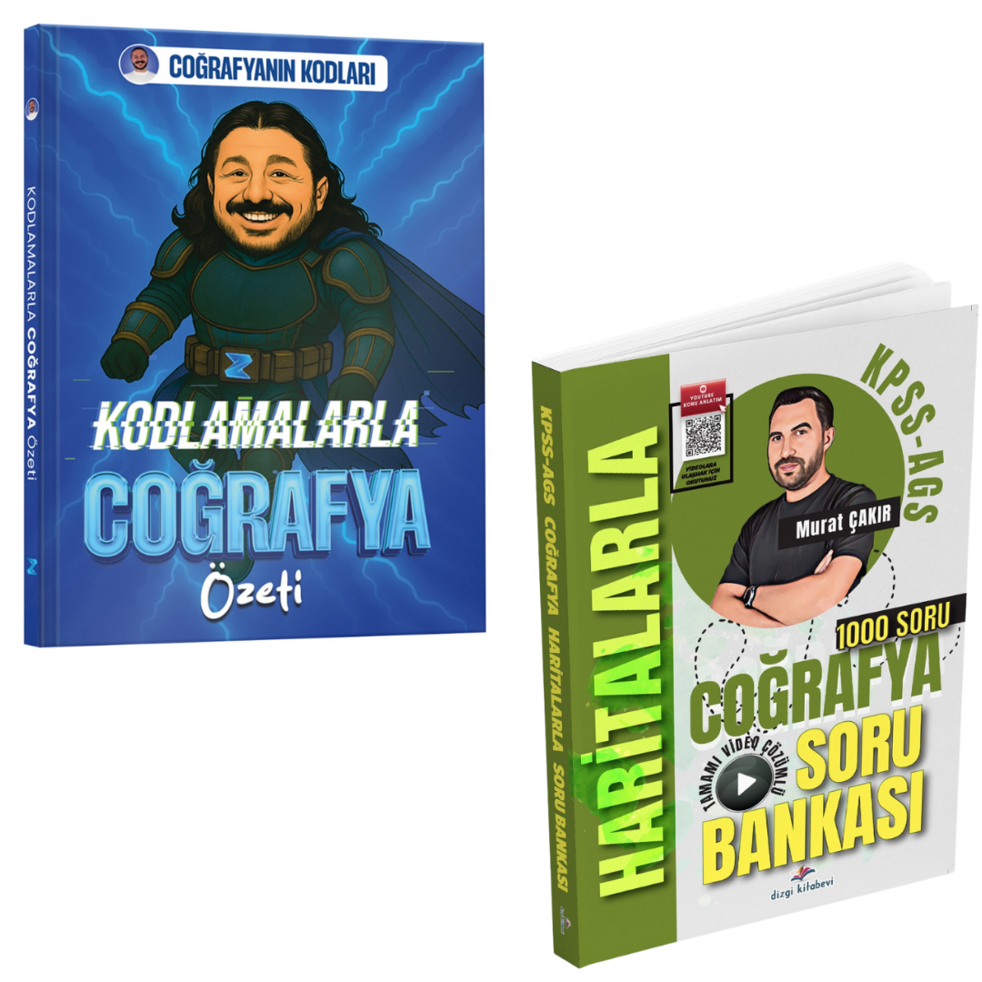 Dizgi Kitap 2026 Kpss Meb Ags Haritalarla Coğrafya Soru Bankası ve Coğrafyanın Kodları Kodlamalarla Coğrafya Özeti Cep Kitabı Zeduva Yayınları Seti