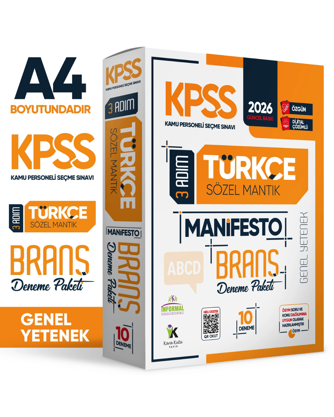2026 KPSS Türkçe 3 Adım Manifesto Branş Deneme Paketi 10lu Dijital Çözümlü (Sözel Mantık Dahildir) İnformal Yayınları