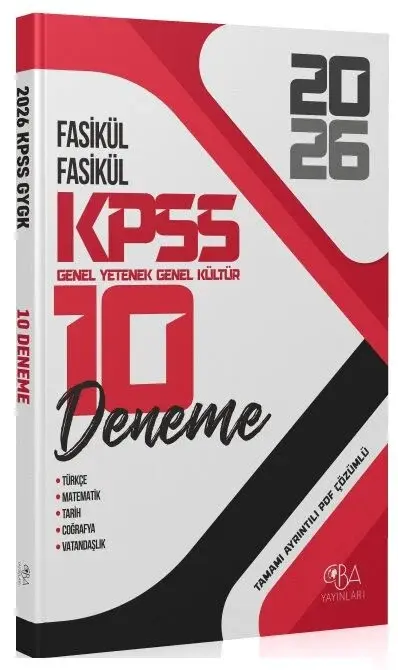 2026 KPSS Genel Yetenek Genel Kültür 10 Deneme Fasikül Çözümlü CBA Yayınları
