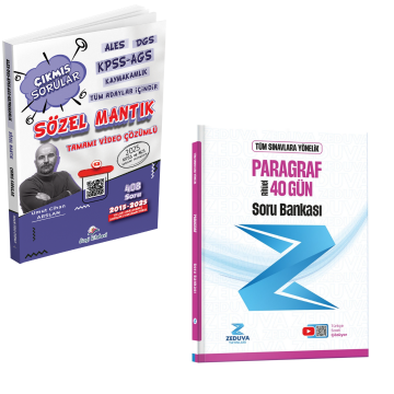Dizgi Kitap ALES DGS KPSS AGS Kaymakamlık Tüm Adaylar İçin Sözel Mantık Tamamı Video Çözümlü Çıkmış Sorular ve 40 Gün Ritüel Paragraf Soru Bankası Zeduva Yayınları Seti