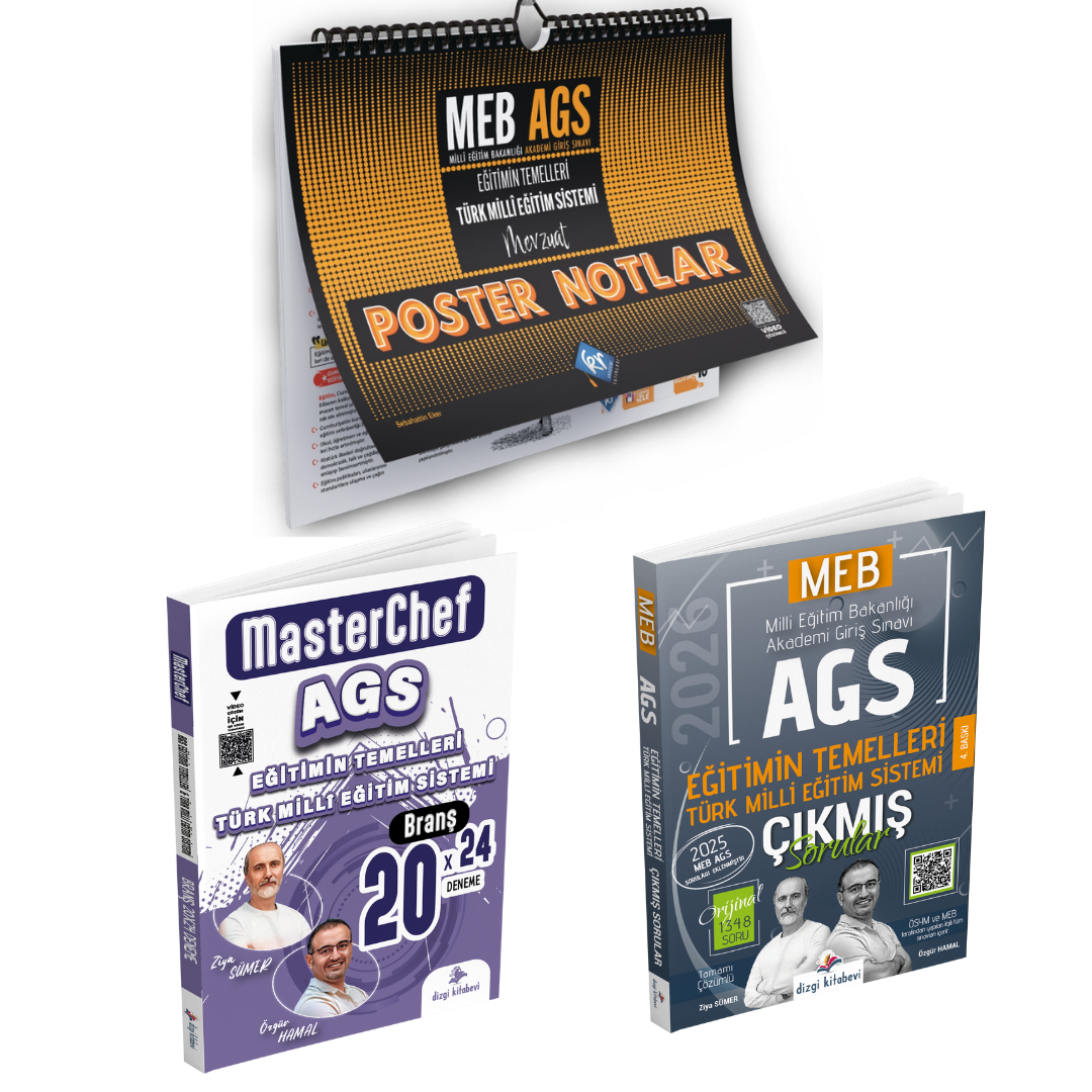 Dizgi Kitap MEB AGS Eğitimin Temelleri Türk Milli Eğitim Sistemi 20 Deneme & MEB AGS Eğitimin Temelleri Türk Milli Eğitim Sistemi Çıkmış Sorular ve MEB AGS Eğitimin Temelleri ve Türk Milli Eğitim Sistemi Mevzuat Poster Notlar KR Akademi Yayınları Seti