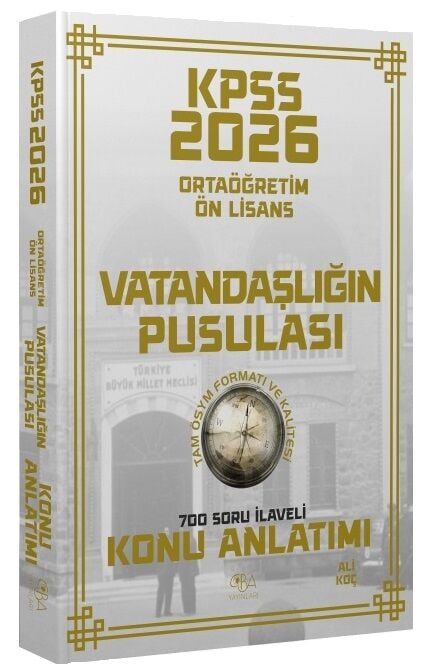 2026 KPSS Lise Ortaöğretim Ön Lisans Vatandaşlık Vatandaşlığın Pusulası Konu Anlatımı - Ali Koç CBA Yayınları